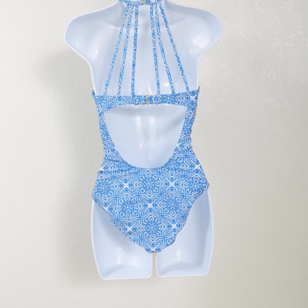 La Blanca Tile We Meet Again One Piece‎ Swimsuit, teals and blues, 4 NWOT - Picture 9 of 15